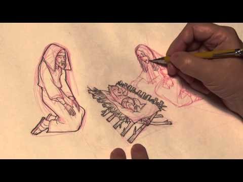 How to draw Mary from the Nativity