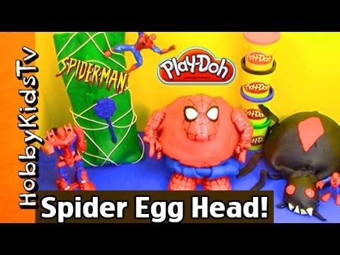 Yo-Yo Big Play-Doh SPIDERMAN! Rotten Teeth HUGE Spider Egg + Makeover Drill & Fill by HobbyKidsTV