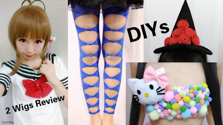 3 Last Minute Halloween DIYs: DIY Hello Kitty Costume+Bow tights+Witch Hat + Anime Wig Review