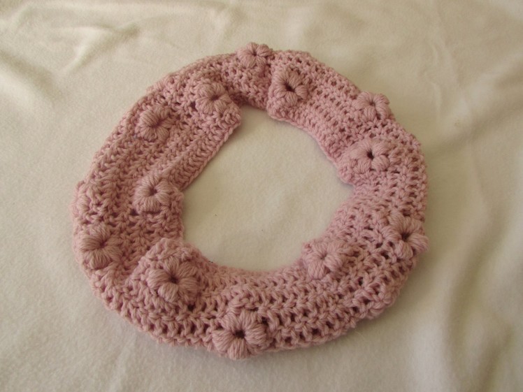 How to crochet a puff stitch flower cowl. scarf. snood