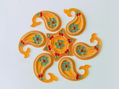 How to make acrylic rangoli | DIY kundan rangoli | rangoli design