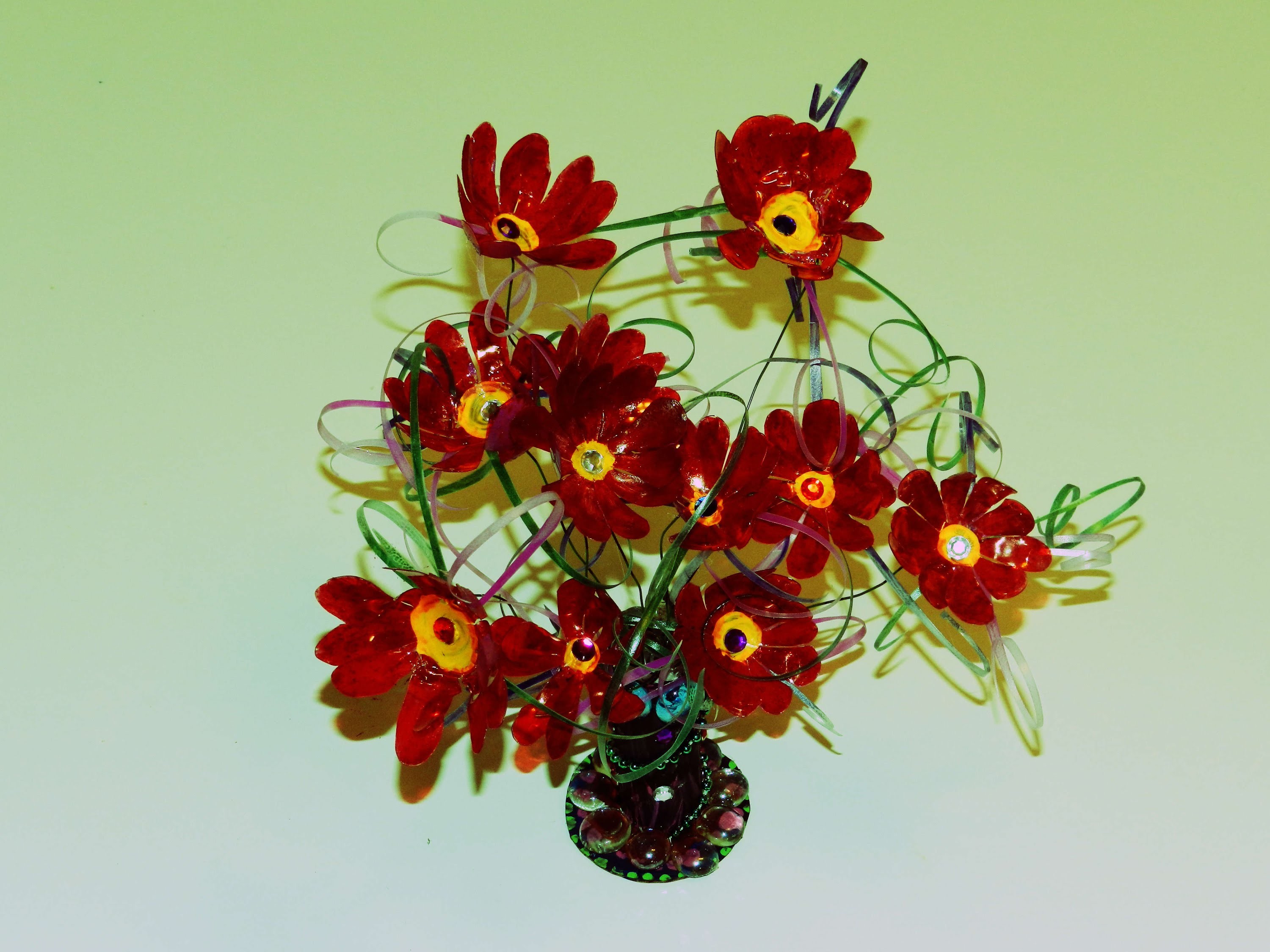Recycled Plastic Craft DIY Flower Showpiece made with Plastic Carton