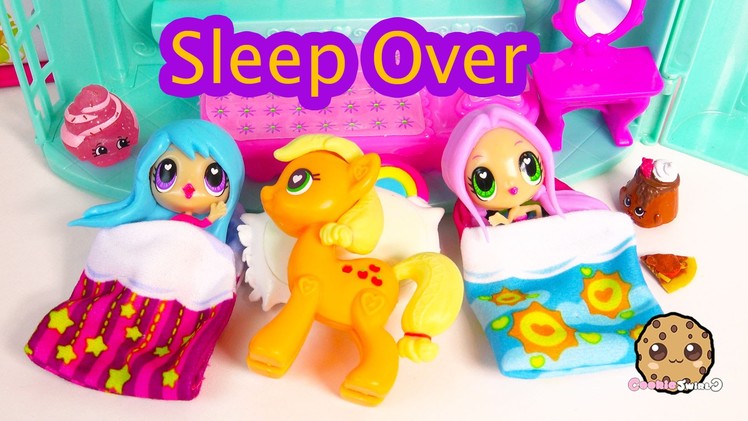 Sleep Over with Kawaii Crush BFFs Dolls and My Little Pony Applejack POP MLP - Toy Play Video