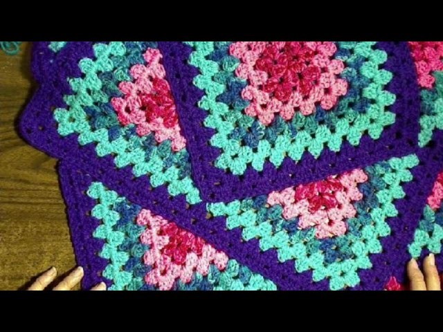Squared Diamond Granny Throw - How to - Left handed