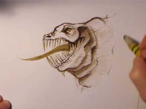 Sweet, pink dragons cute face speed drawing