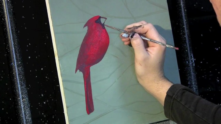 Time Lapse Acrylic Painting Cardinal on the Branch by Tim Gagnon http:.www.timgagnon.com