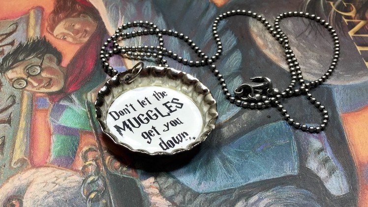DIY Harry Potter bottle cap charm necklace!