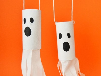 Hanging ghost. Halloween Handicrafts for kids.