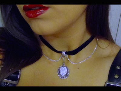 DIY Black Velvet Gothic Choker Necklace - SUPER EASY!!!