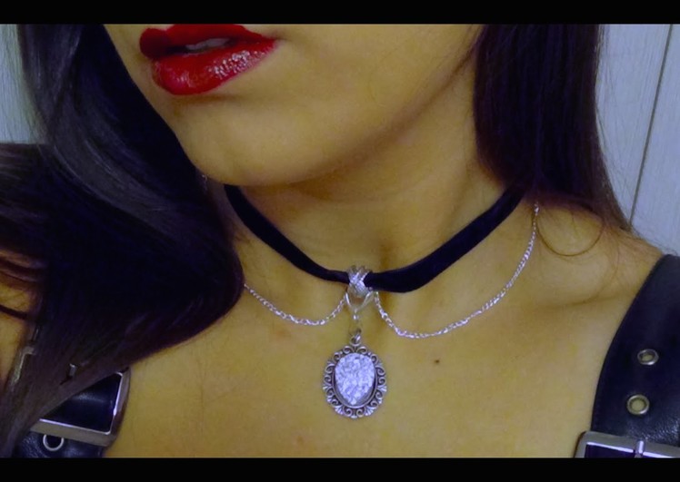 DIY Black Velvet Gothic Choker Necklace - SUPER EASY!!!