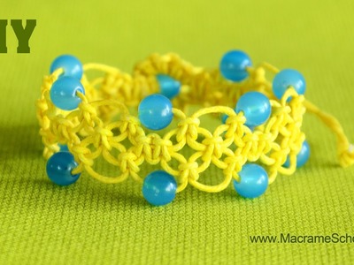 DIY Easy Macramé Square Knot Bracelet with Beads