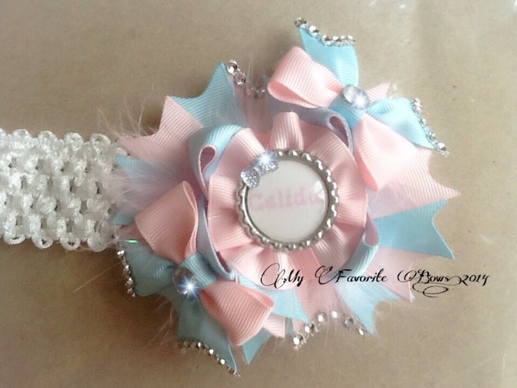 How to make & add a ribbon flower.detail to a hair bow