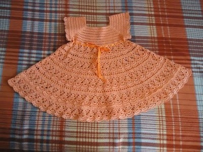 Crochet baby dress| How to crochet an easy shell stitch baby. girl's dress for beginners 144