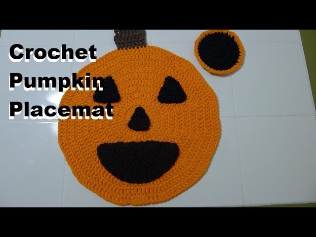 Crochet Pumpkin Placemat with Optional Coaster