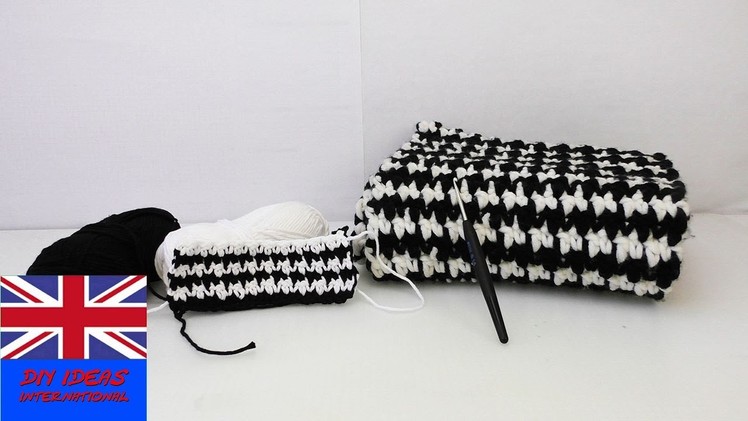 Crochet Tutorial: How to crochet a scarf with the "Puff Stich"-Technique - Black and White winter