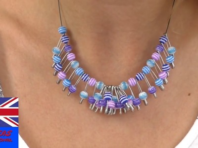 DIY Necklace tutorial: Necklace making at home - Necklace With Safety Pins and Beads!!