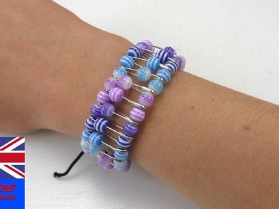 DIY - safety pin bracelet - bracelet with safety pins and beats (easy bracelet making)