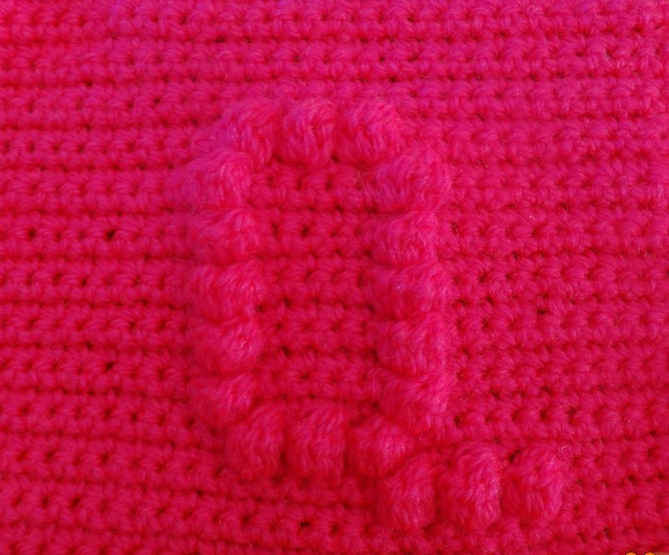 How to crochet a square with bobble chart letter Q