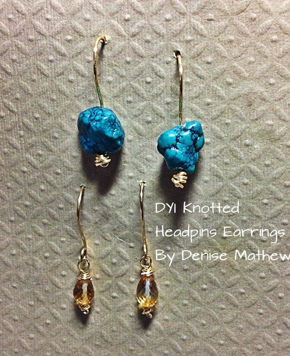 Quick DIY Knotted Headpin Earrings by Denise Mathew
