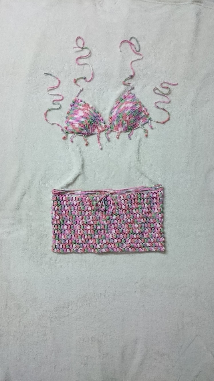 Crochet bikini underwear-skirt popcorn style P-1