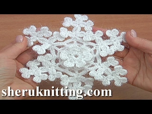 Crochet Six-Pointed Snowflake With Volumetric Center Tutorial 22 Part 1 of 2 Christmas Ornament