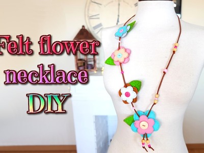 Make your necklace felt, flowers felt diy, felt crafts tutorial - Isa ❤️