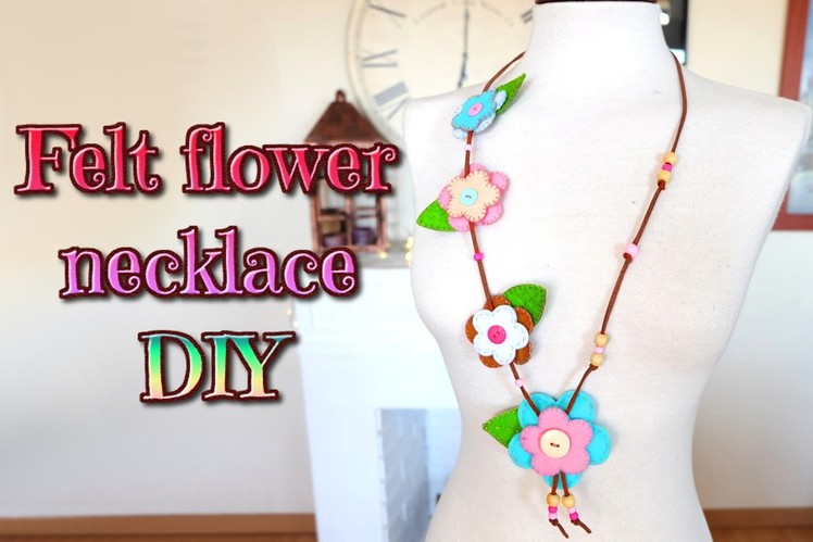 Make your necklace felt, flowers felt diy, felt crafts tutorial - Isa ❤️