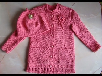 VERY EASY crochet cardigan. sweater. jumper tutorial - baby and child sizes 31