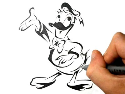 How to Draw Donald Duck - Tribal Tattoo Design Style
