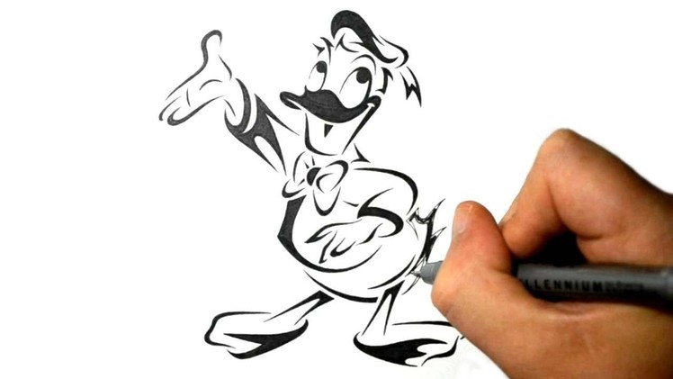How to Draw Donald Duck - Tribal Tattoo Design Style