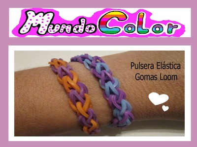 How to make an elastic bracelet round. Pulsera Elástica Redonda Dos Colores (Mundo Color)