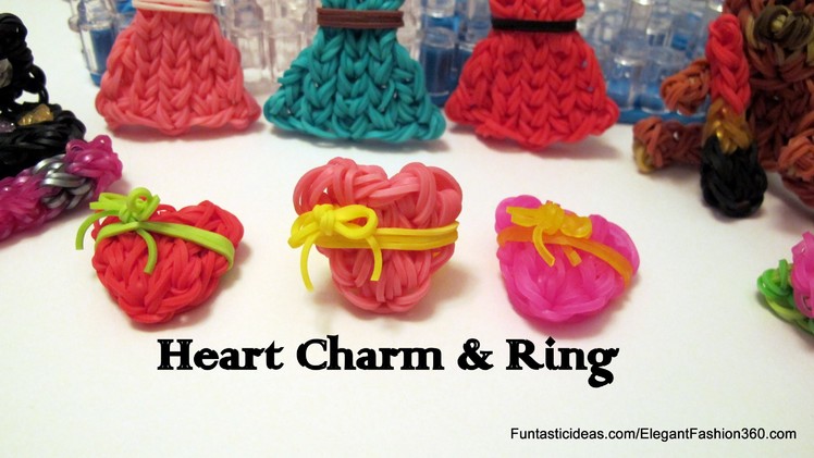 Rainbow Loom Heart Charm and Ring(Mother's Day) - How to - Emoji.Emoticon Series