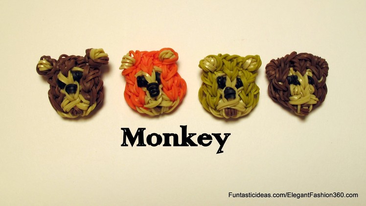 Rainbow Loom Monkey Face Emoji.Emoticon Charm - How to
