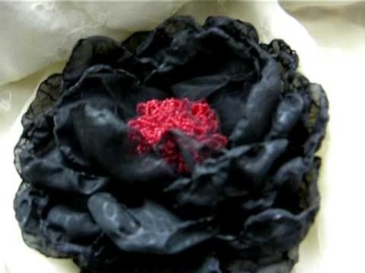 Black and Red Gothic Vampire Steampunk Noir Handmade Fabric Flower (made by me completely)