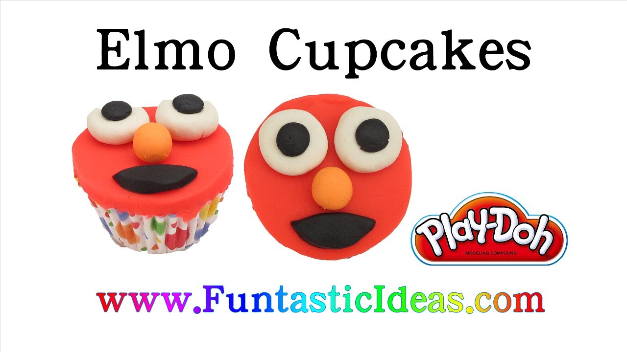Easy Play Doh Elmo Cupcakes - How to tutorial with playdough by Funtastic Ideas