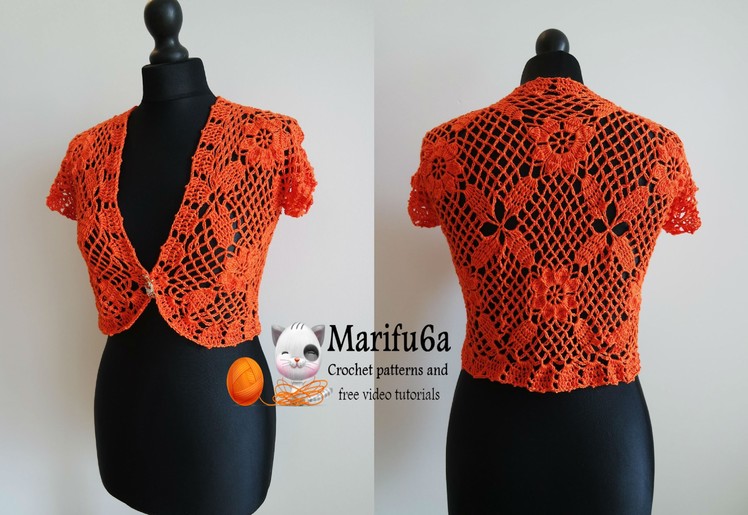 How to crochet easy bolero primavera from 10 squares all sizes free tutorial pattern