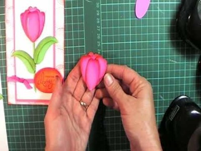 Punch tulips and leaves using oval punches