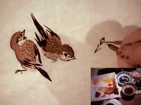 Raggedy Sparrow Practice 5. Chinese Brush Painting Birds Animals Flowers