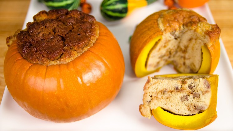 Toffee Pecan Cake in a Pumpkin from Cookies Cupcakes and Cardio