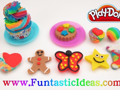 Unboxing Play Doh Candy Jar + How to tutorial for Gingerbread Boy, Butterfly, Rainbow Cupcake, Heart