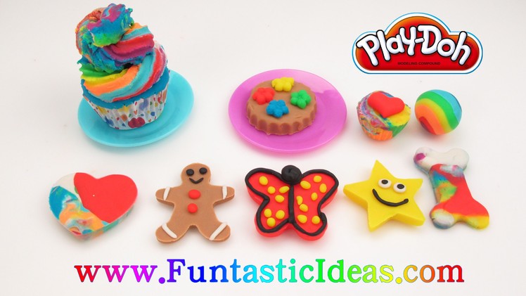 Unboxing Play Doh Candy Jar + How to tutorial for Gingerbread Boy, Butterfly, Rainbow Cupcake, Heart
