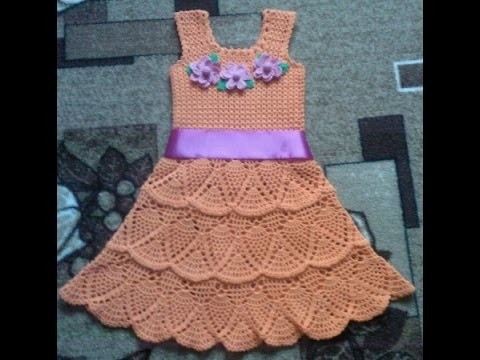 Crochet baby dress| How to crochet an easy shell stitch baby. girl's dress for beginners 188