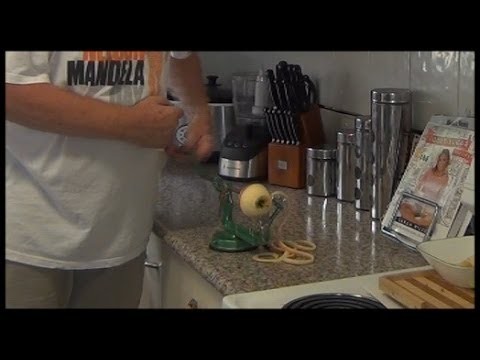 How to peel fruit, slice it, one handed.