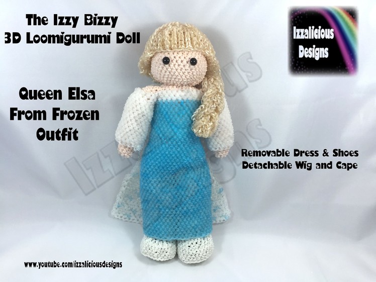 Loomigurumi Izzy Bizzy Doll - Elsa Dress - hook only - amigurumi with Rainbow Loom Bands