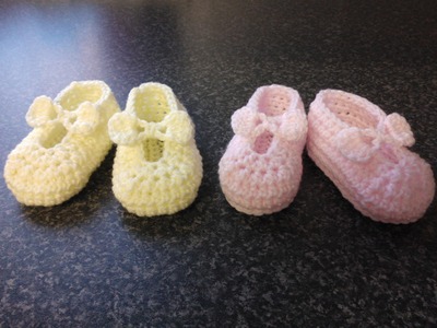 My Easy Crochet Ballerina Mary Jane Slipper With Bows (4 inch sole) Part 1