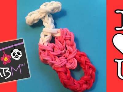 Rainbow Loom Charm for Valentine's Day - I HEART YOU, I LOVE YOU New Design