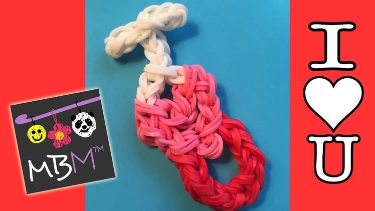 Rainbow Loom Charm for Valentine's Day - I HEART YOU, I LOVE YOU New Design