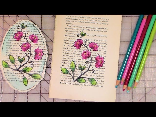 Stamping and colored pencil bookpage tutorial