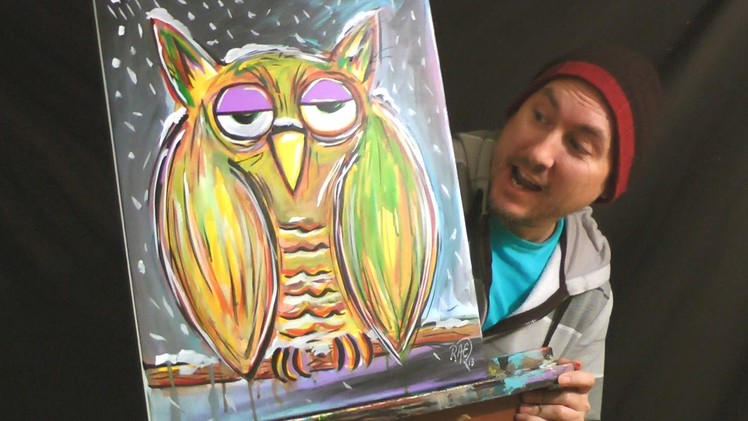 WINTER OWL Time Lapse ACRYLIC PAINTING Speed ART by RAEART