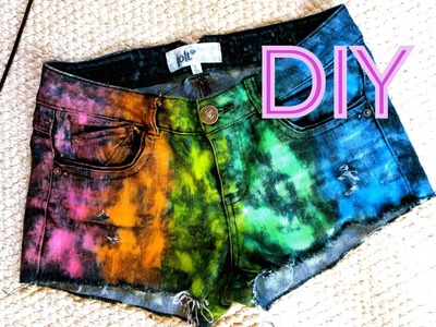DIY Clothes! Splattered Rainbow Shorts for Summer